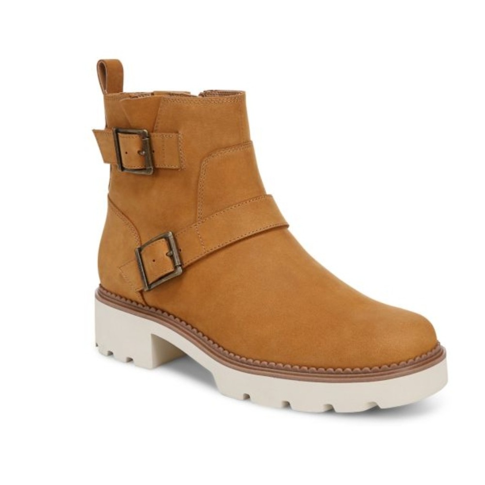 Vionic Folsom Water Resistant Moto Bootie in‎ Wheat Brown sz 7